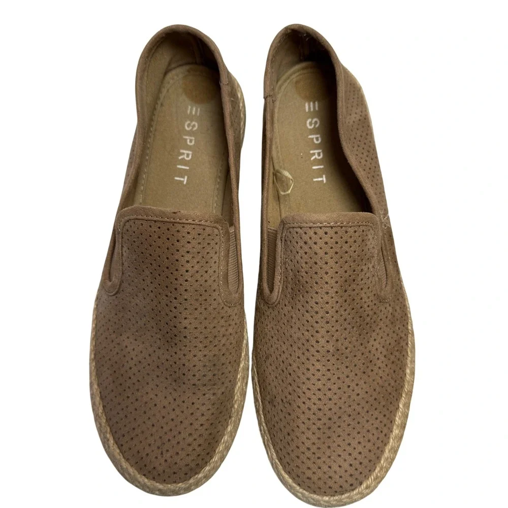 Esprit Nadeen Womens 8M Brown Perforated Espadrille‎ Slip On Sneakers